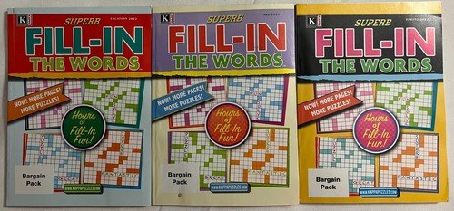 Lot (3) Kappa Superb Fill-In-The Words Puzzle Books 2021 2022