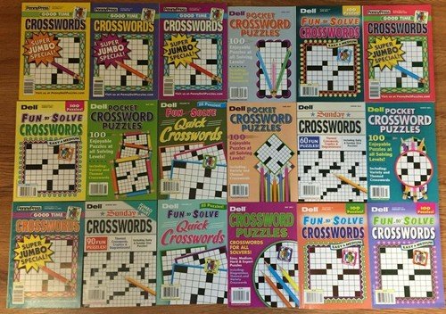 Lot of 8 Dell Penny Press Crossword Puzzle Books Good Time Fun Pocket Unsorted