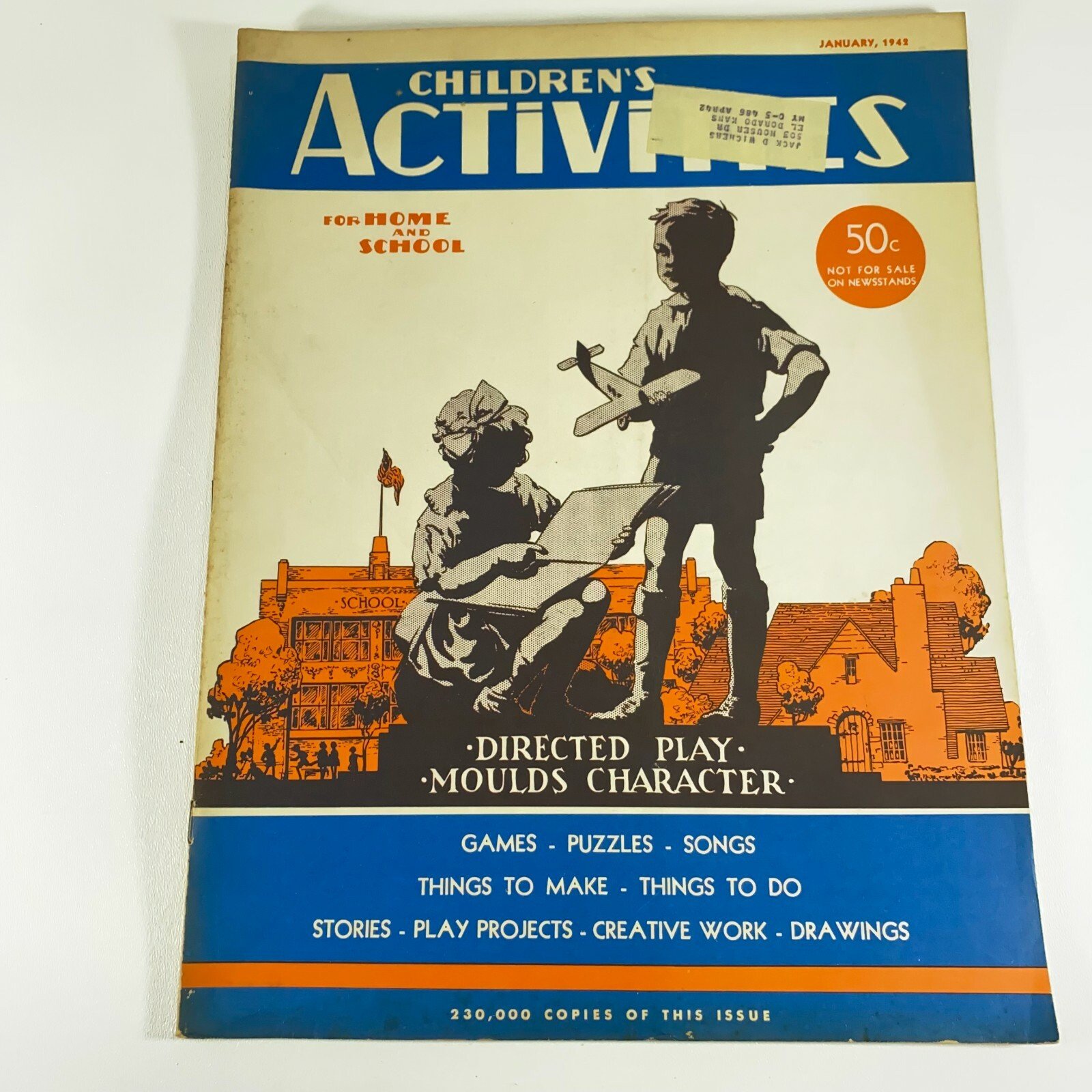 Vintage Children’s Activities Book January 1942 WW2 Era Games Puzzles Stories
