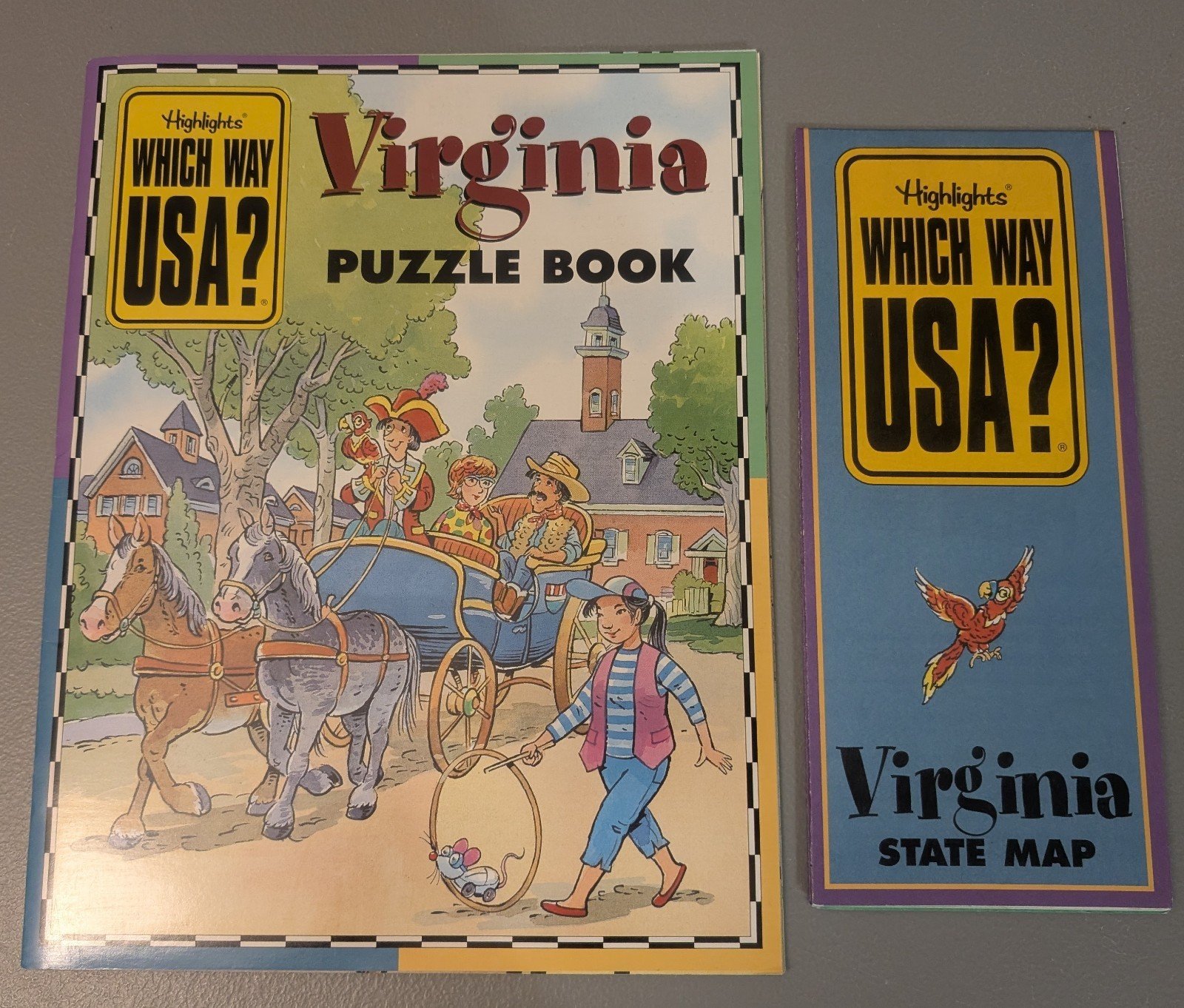 VIRGINIA Highlights Which Way USA? Puzzle Book & State Map – Homeschool 1990s