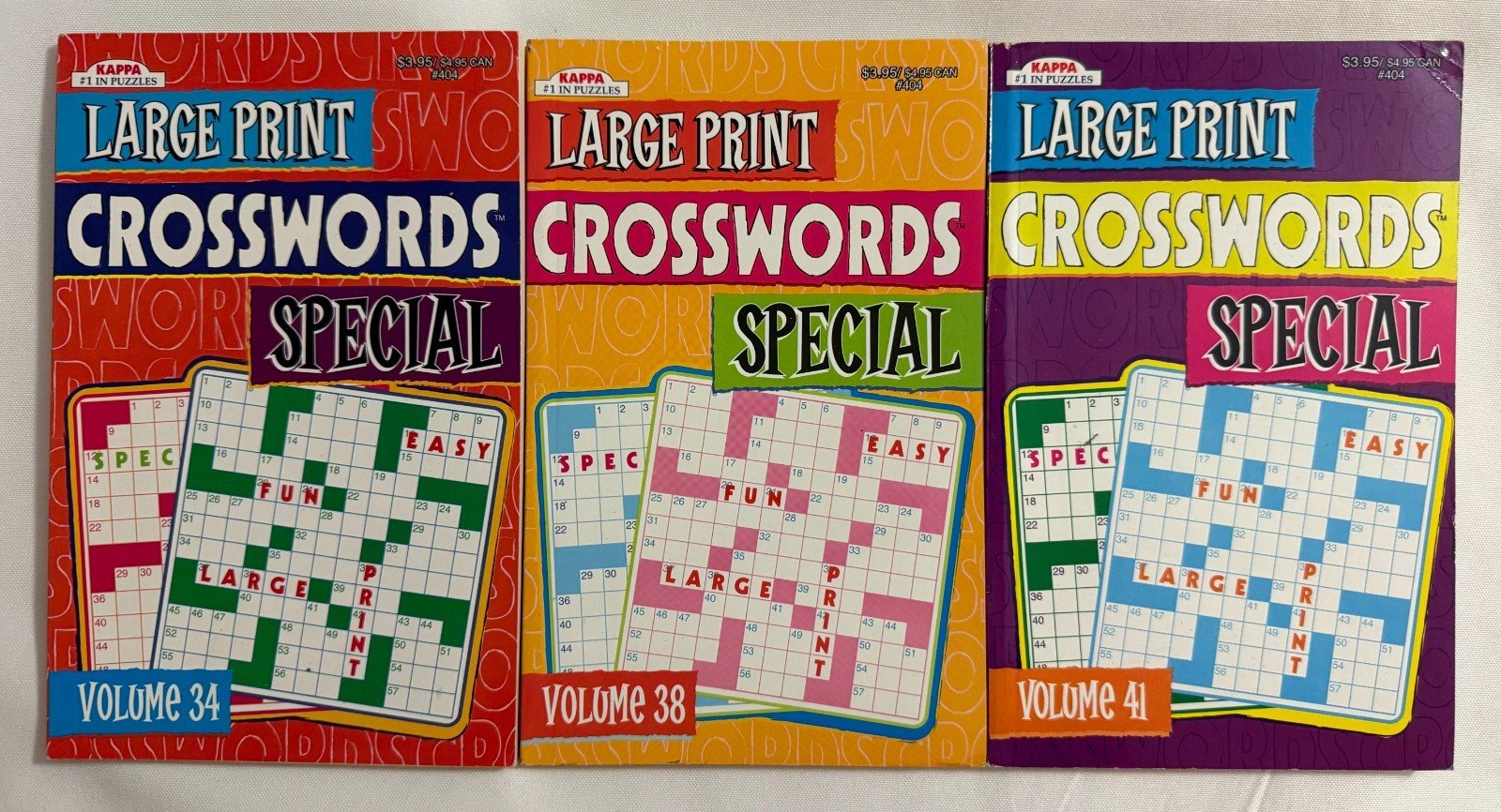 Lot of 3 Kappa Large Print Crosswords Special Puzzle Books Vol. 34, 38 & 41