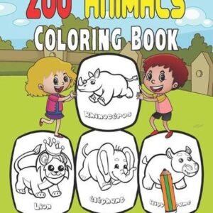 Zoo Animals Coloring Book for Kids with names: Educational Animals Coloring Page