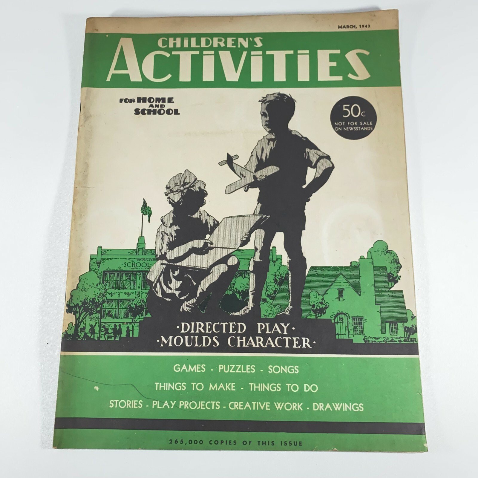 Vintage Children’s Activities Book March 1943 WW2 Era Games Puzzles Stories