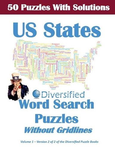 50 United States Word Search Puzzles With Solutions: Without Gridlines by Martin