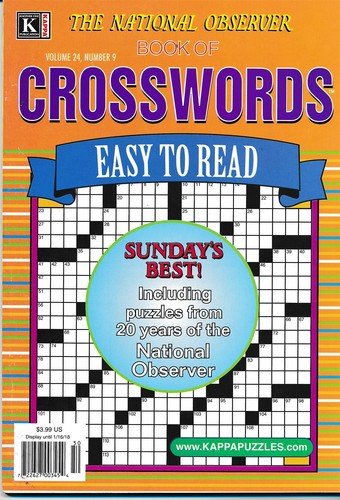 KAPPA NATIONAL OBSERVER BOOK OF CROSSWORDS PUZZLES 2018 JAN