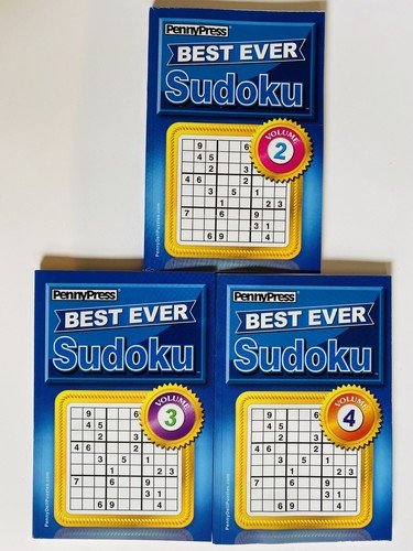 Lot of 3 Penny Press SUDOKU Puzzles Best Ever easy medium hard challenger Dell