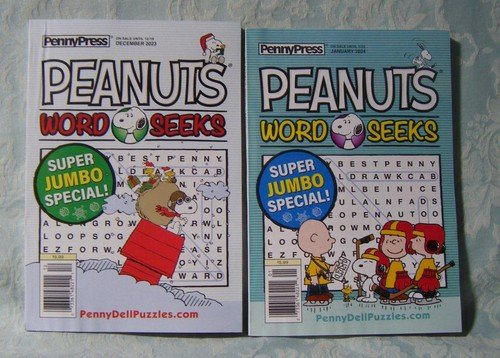 2 Peanuts Snoopy Word Seeks Puzzles Book by Penny Press Dec 2023 & Jan 2024 New
