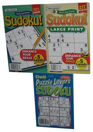 Dell Take A Break Puzzle Lovers Sudoku 2025 Paperback Book Lot – (3 Books)
