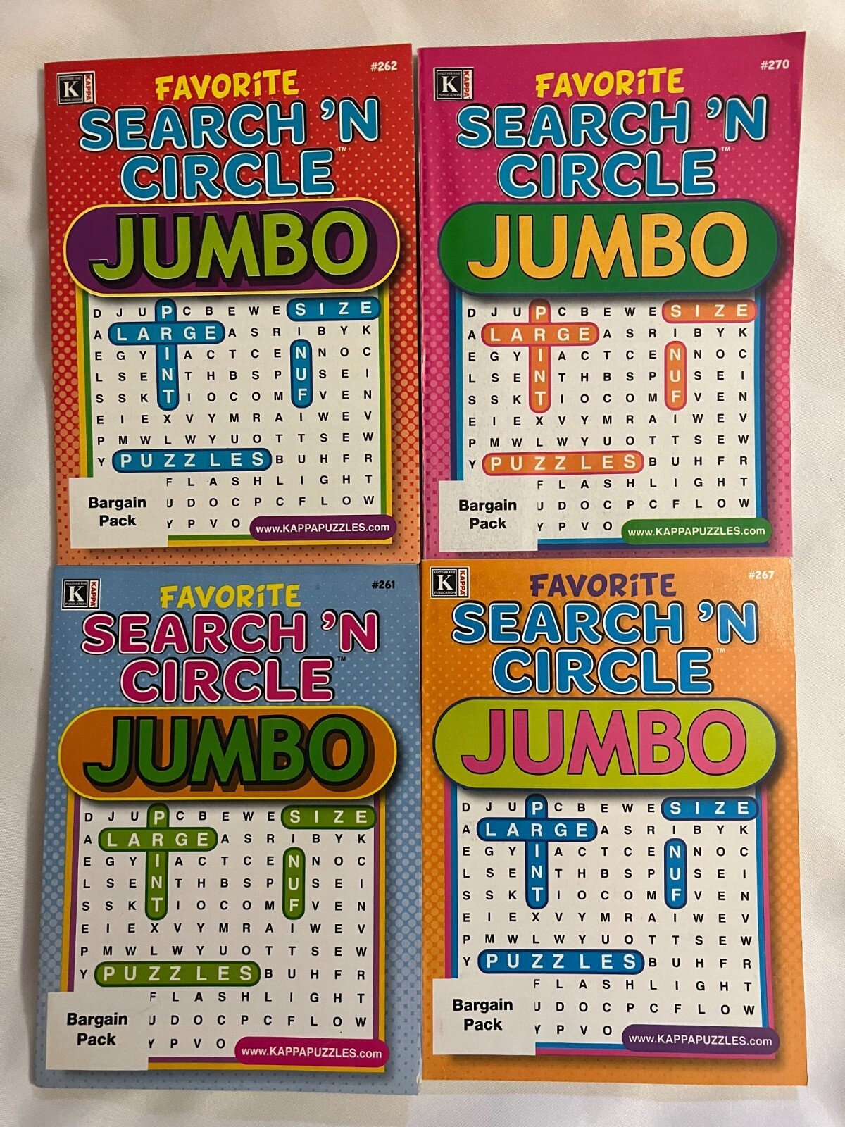 Lot of 4 Favorite Word Search ‘N Circle Jumbo Large Print Puzzle Books 2021 2022
