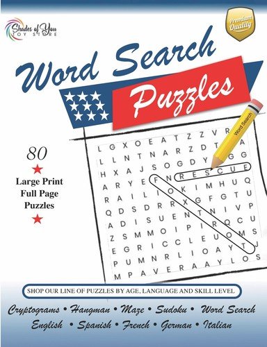 Large Print English Word Search Puzzles: Digital Printable Download