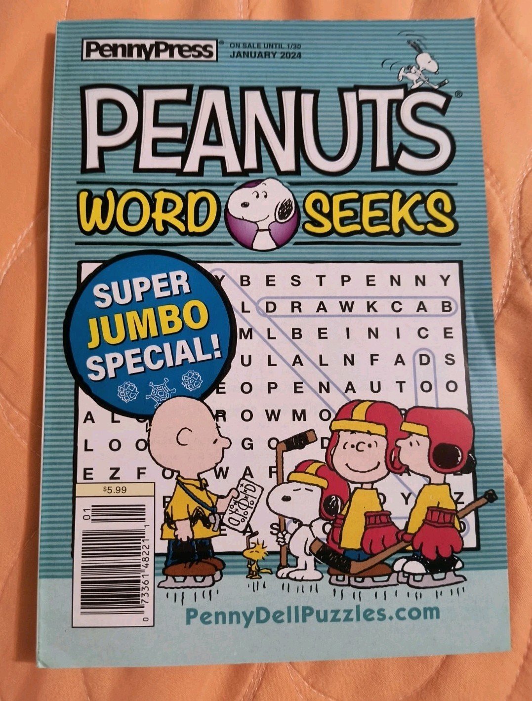 Peanuts Snoopy Word Seeks Puzzles Book by Penny Press January 2024 Edition NEW!