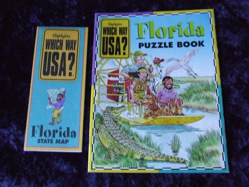1999 Highlights Florida Which Way USA Kids Puzzle Book and Map Travel Set