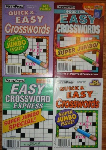 Lot of 4 Penny Press CROSSWORD Puzzle Books Express Dell EASY FREE SHIPPING G4