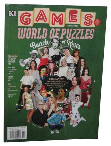 Kappa Games February 2025 World of Puzzles Bunch of Roses Magazine Book
