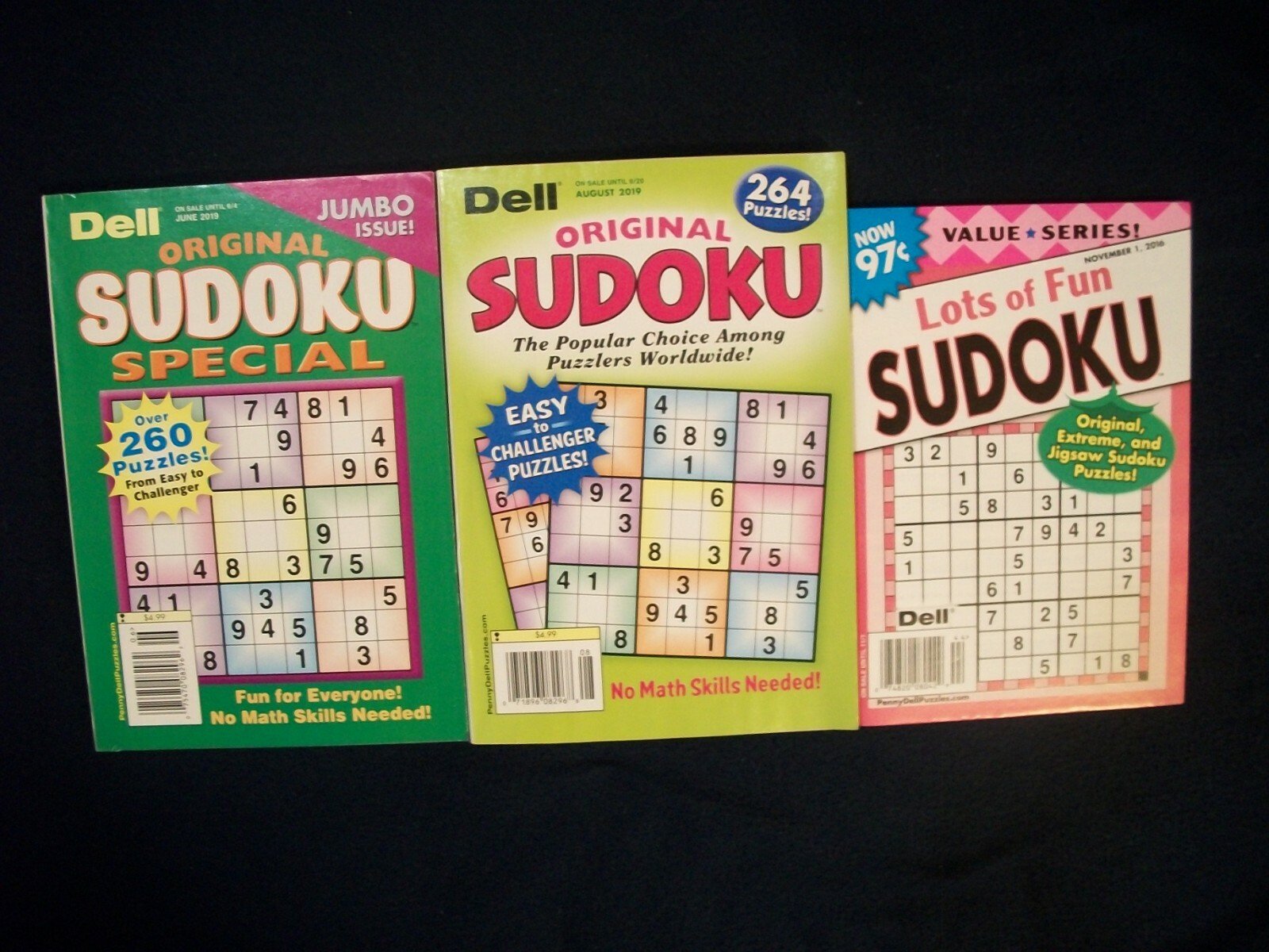 Lot of 3 Dell Penny Press SUDOKU Puzzle Books 2 Special Jumbo Issues + 1 Other