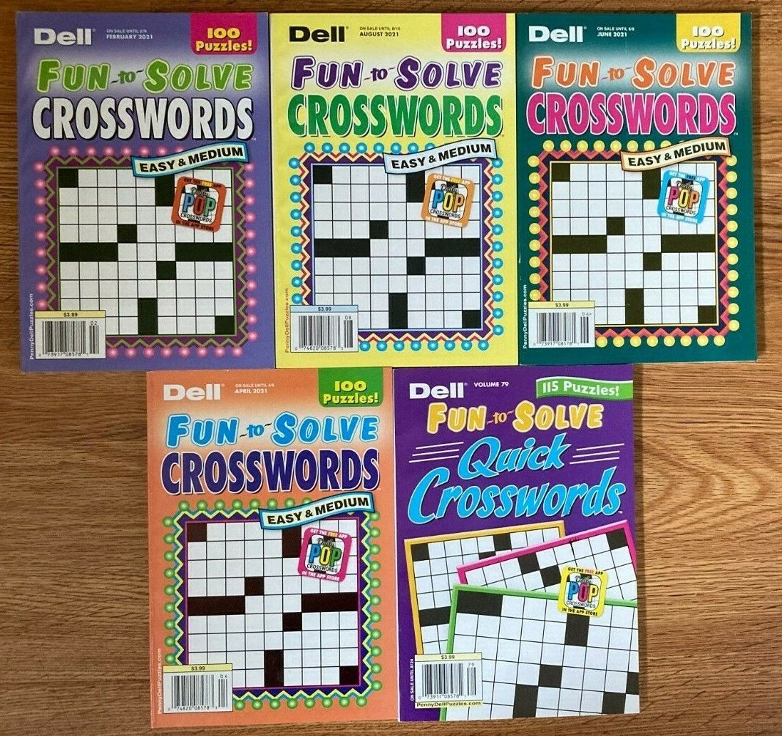 Lot of 5 Dell Penny Press Crossword Puzzle Books Pocket Fun Solve J23