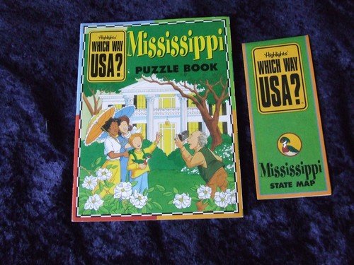 1999 Highlights Mississippi Which Way USA Kids Puzzle Book and Map Travel Set
