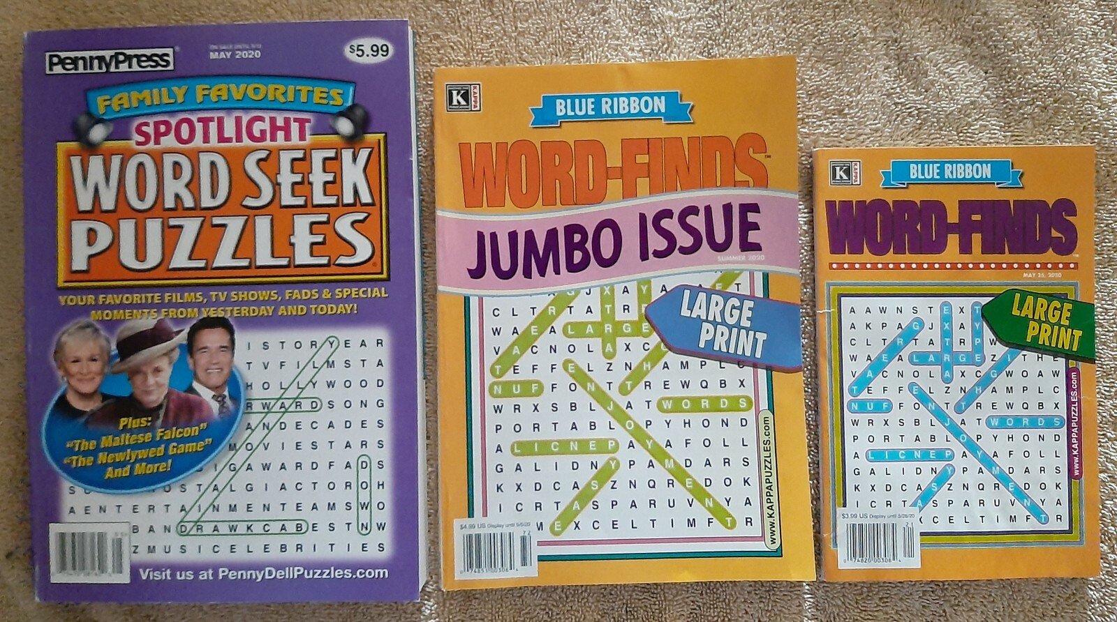 Word Search Seek Puzzle Book Lot Of 3 Books Kappa & Penny Press Circle Find