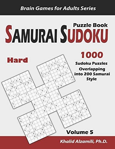 SAMURAI SUDOKU PUZZLE BOOK: 1000 HARD SUDOKU PUZZLES By Khalid Alzamili **NEW**