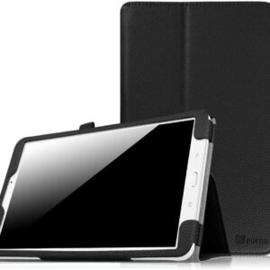 Samsung Galaxy Tab E 9.6 Slim Fit Premium Vegan Leather Cover Nook Tablet BLACK