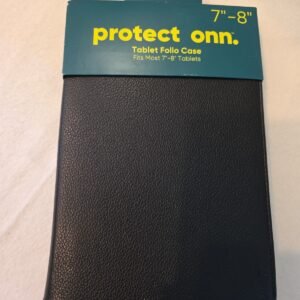 Universal 7in-8in Protect Onn Tablet Folio Case - Black Leather Apple Samsung