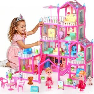 "New Barbie Dreamhouse, Pool Party Doll House with 4 Story Slide "