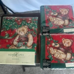 Homescapes Christmas Holiday Tablecloth 70” Round & 8 Matching Napkins NEW NWT
