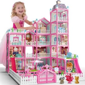 Barbie Dreamhouse Playhouse 4-Story 11 Rooms Doll House with 4 Dolls Toy Figures