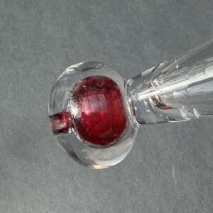 Art Glass Cordial Shot Glasses Bubble Ball Base Orange & Red 4.5” 2 oz Set of 2