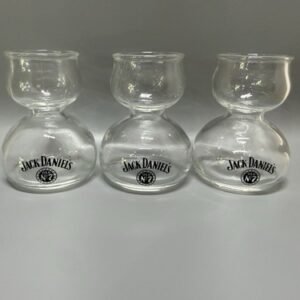 3 Jack Daniels Double Bubble Hourglass Shot Glass Whiskey Water Chaser Old No 7