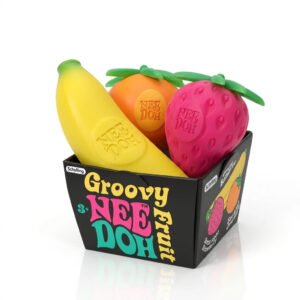 Schylling Groovy NeeDoh Fruit Stress Ball Set – Squeezable Fidget Toy Pack 3