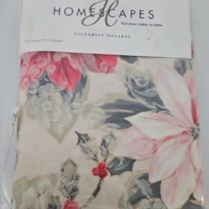 Homescapes Victorian Holiday Floral Fabric Oblong Tablecloth 60"x84" Vintage