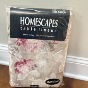 VTG Homescapes Tablecloth Floral Damask Oblong Oversize 66x120 In USA Cottage